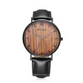 New design masculino custom made wooden dials leather strap casual watch for men